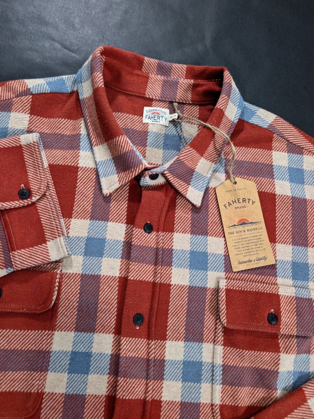 $198 Faherty Men's Legend Sweater Shirt Copper Falls Plaid 3XL 4XL 2XLT 3XLT